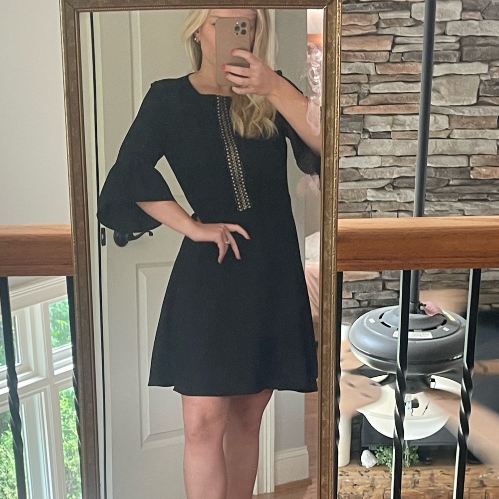 CeCe Black A-Line Bell Sleeve Dress